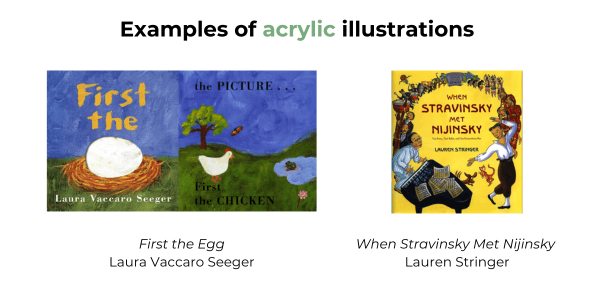 Acrylic illustration styles in children's books