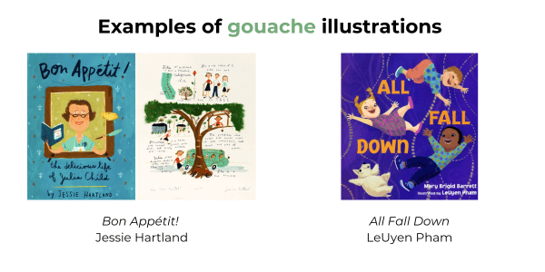 Goache illustrations in children's picture books