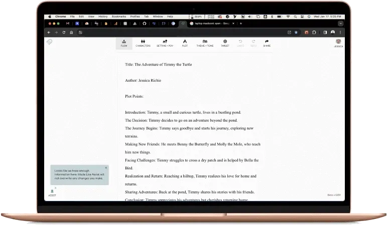 Screenshot of Made Live workspace - manuscript